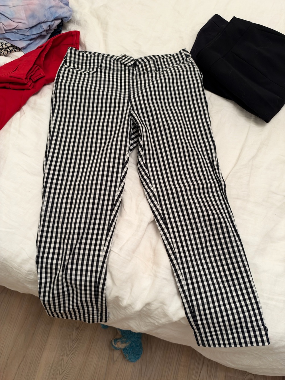 Black and White Gingham Work Pants